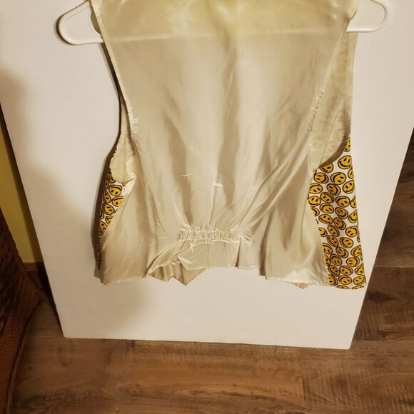 Smiley Face Vintage 80's Vest Made of Cotton and Lining is Acetate - Size M/L - Picture 5 of 5